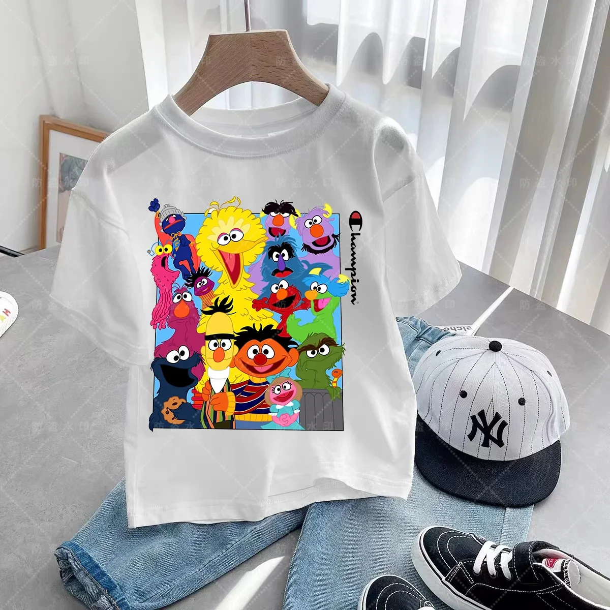 kids Summer Men\'s Cookie Monster multicolor T Shirt Short Sleeves Tshirts Fashion T-shirt Designer Sesame Street Tees Fit Appare