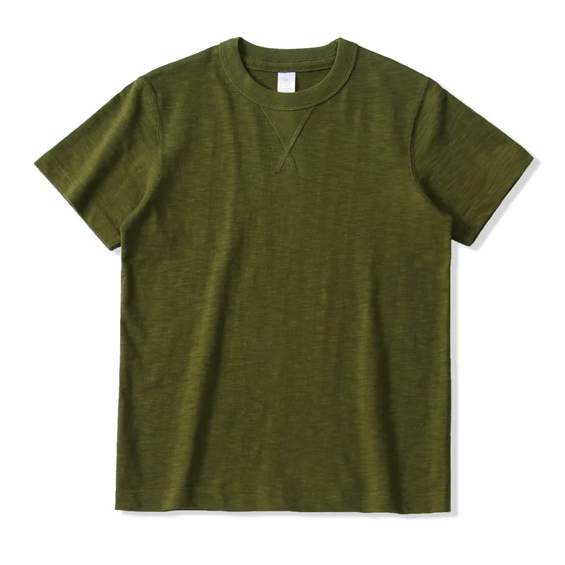Heavy 300G Amei Khaki American bamboo cotton T-shirt men's tough guy loose short-sleeved cotton strong summer foreign trade
