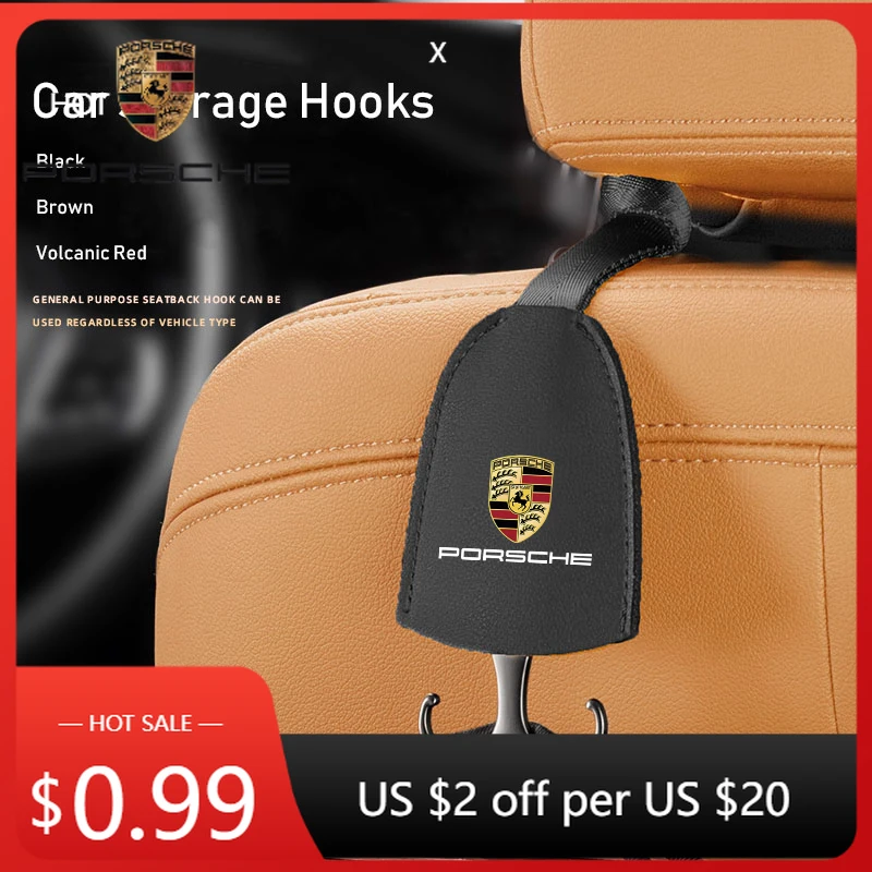 

Наклейка на автомобиль для Porsche: крючок-держатель для сумок на спинку сиденья, органайзер для хранения, подвеска для сидений Porsche 911, 718, Taycan, Panamera, Cayenne, Macan, Bo