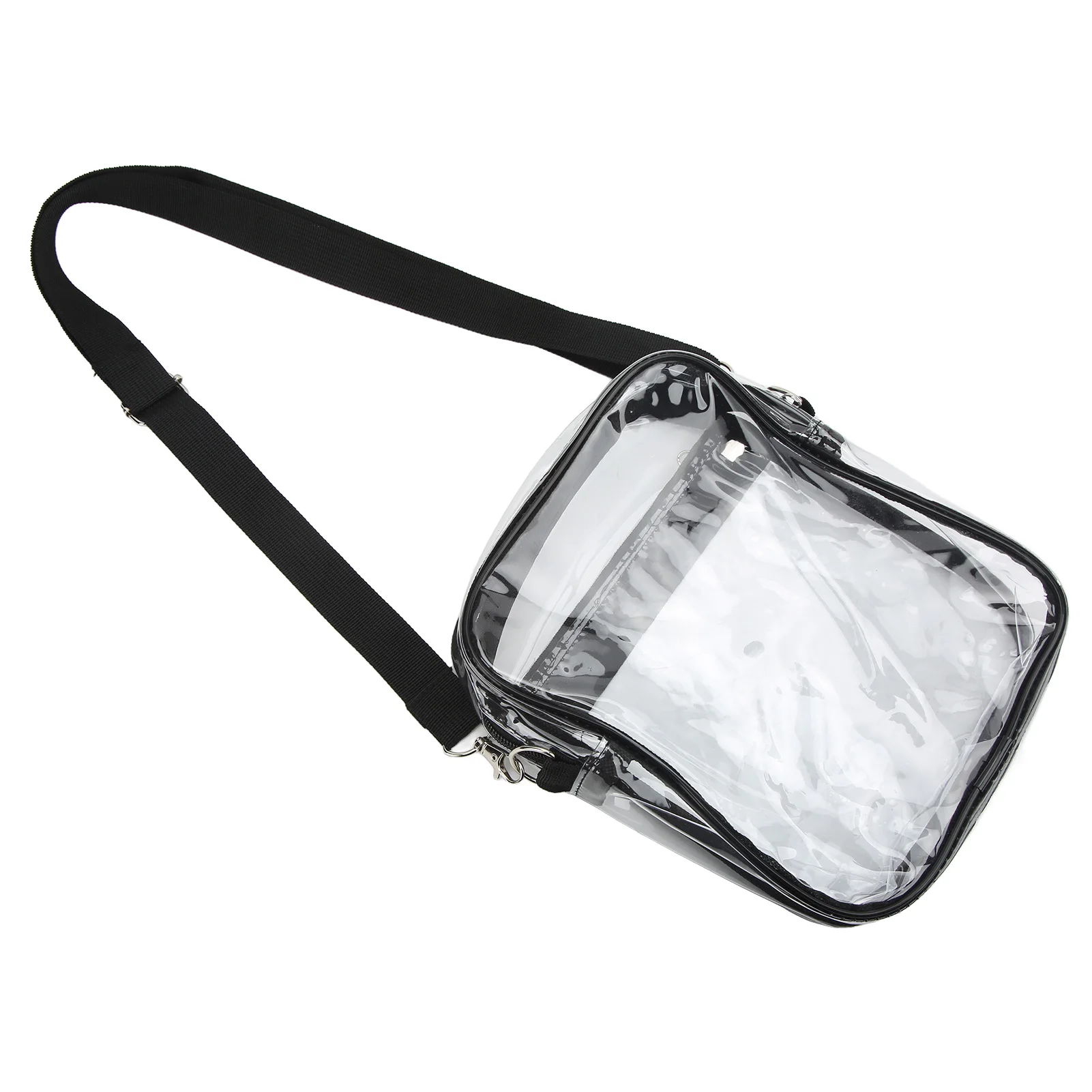 حقيبة كتف Clear Messenger Bag المعتمدة من مادة PVC باللون الأسود الشفاف لأعمال العمل مع سحاب قطعة واحدة مقاس L #6