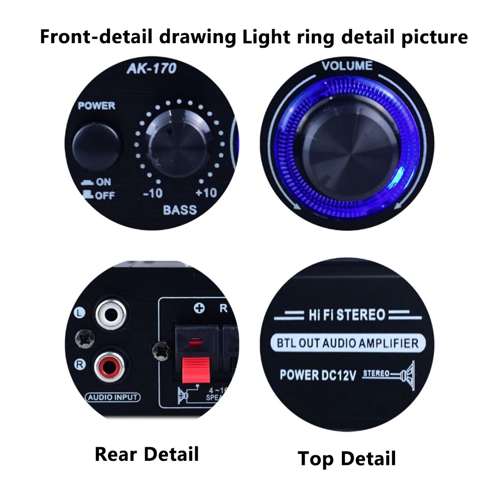 AK-170 Мини-компактный чистый усилитель 2,0-канальный Hi-Fi стерео аудио усилитель мощности DC12V домашние цифровые усилители 20 Вт 20 Вт
