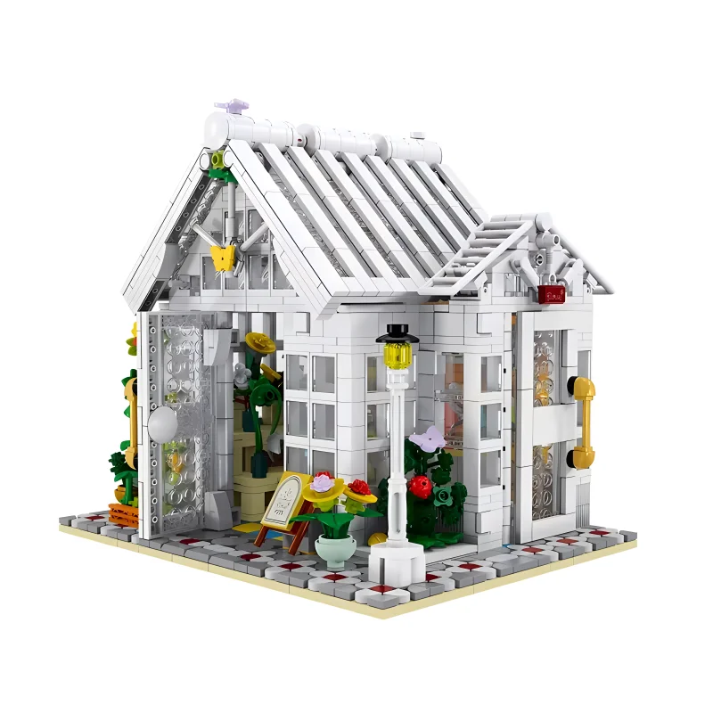 XMORK 031061 MOC Sunshine Flower Room With Light Street View 1593pcs Building Blocks Bricks Puzzle Toy Christmas Gifts For Kids