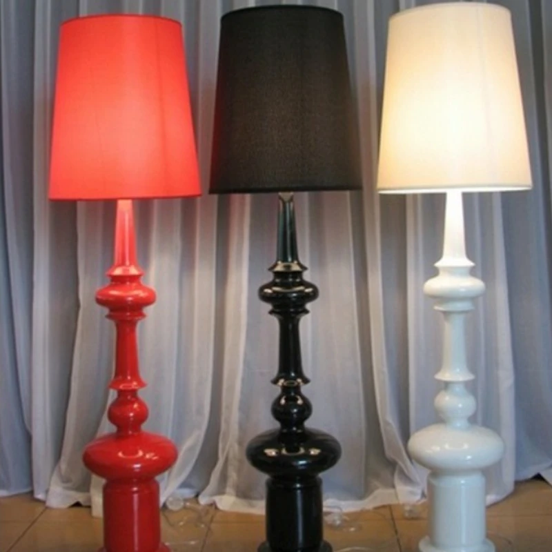 Vintage Resin Roman Column Floor Lamps Fabric Living Room Sofa Side Bedroom Exhibition Hall Art Vertical Floor Lights Ornament