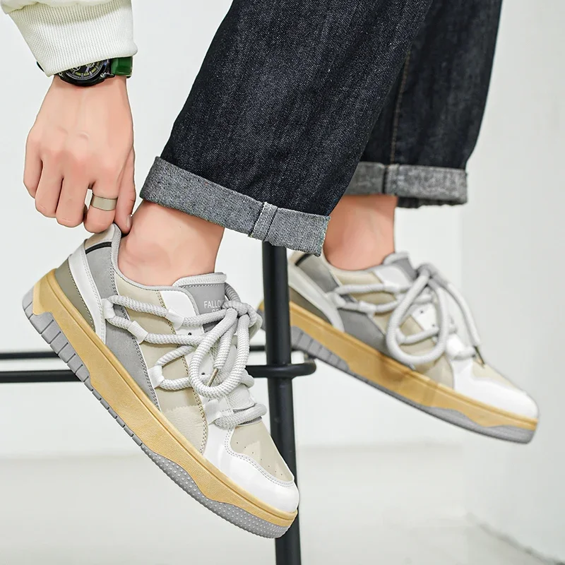

Men Fashion Shoes Summer Breathable Sports Shoes for Men Original Bread Skateboard Shoes Man 2024 Harajuku Style Casual Sneakers