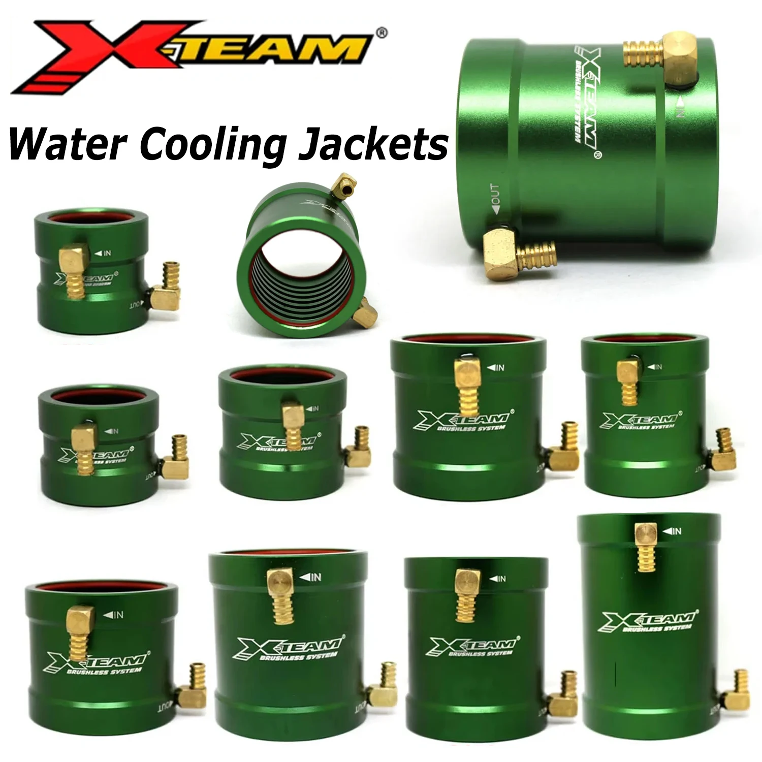 X-TEAM Aluminum Water Cooling Jackets for RC Boat Brushless Motor 2025 2425 2830 2840 3640 3650 4040 4050 4068 5350 5357 Parts