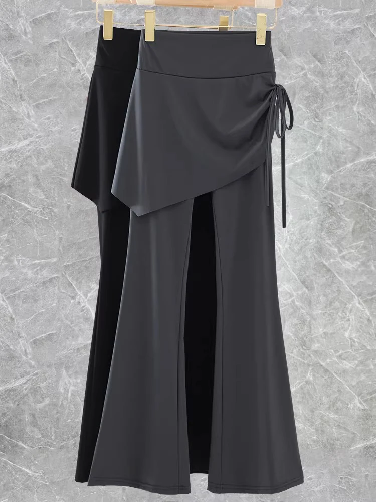 

Женские брюки для йоги больших размеров, весенне-осенние, новые, имитация двухслойной юбки, расклешенные, для пилатеса, повседневные, спортивные, базовый слой