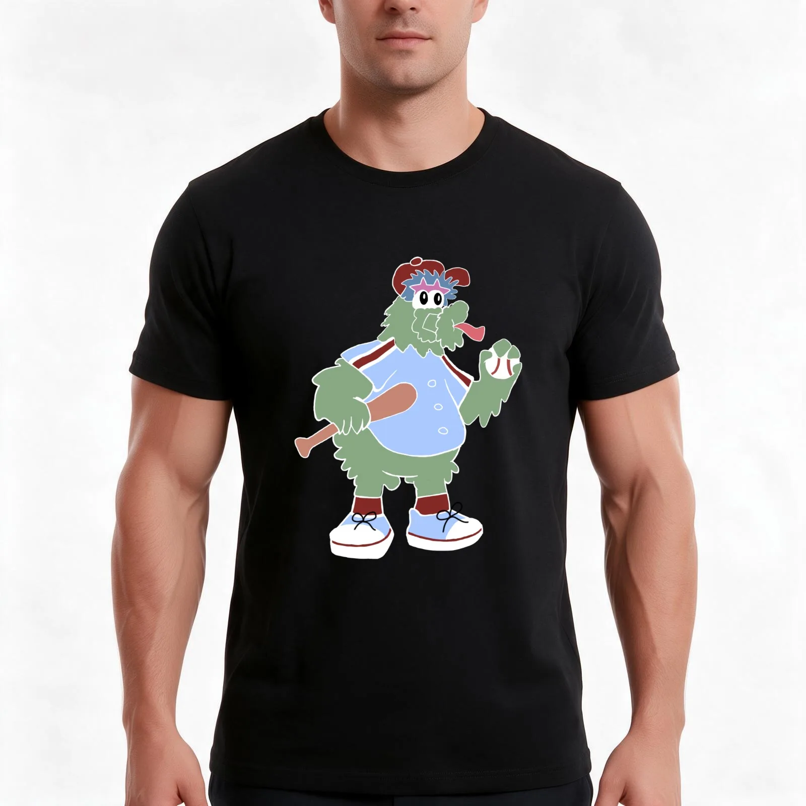 Philly Phanatic in Blue Jersey Cartoon T-Shirt Summer Casual Cotton Tee Oversized Streetwear Tops Vintage Graphic Print