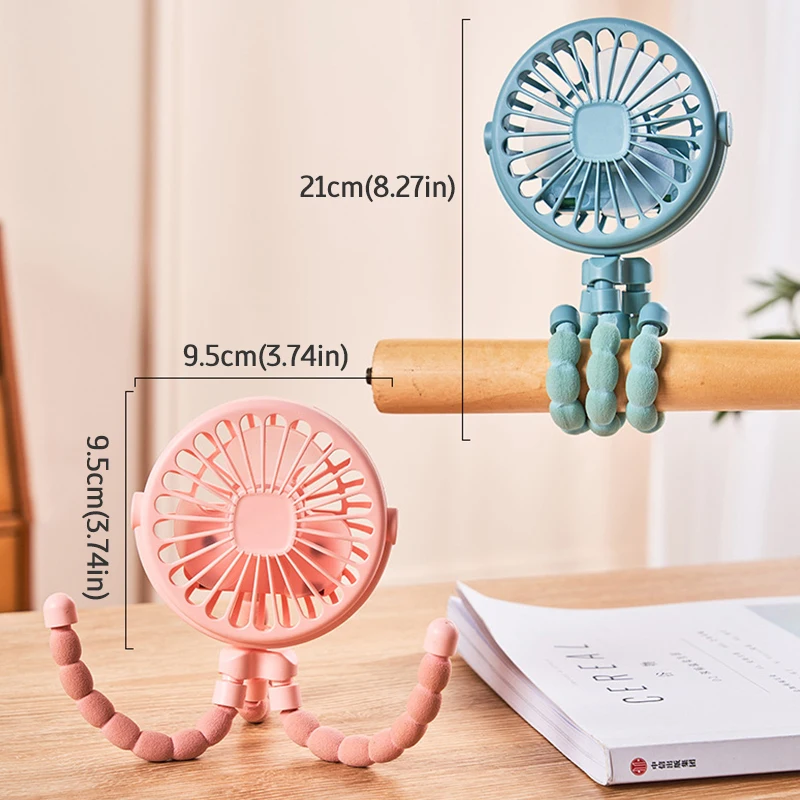 Baby Stroller Fan Hand Held Rechargeable USB Bladeless Small Folding Fans Mini Ventilator Silent Table Outdoor Cooler Neck Fan