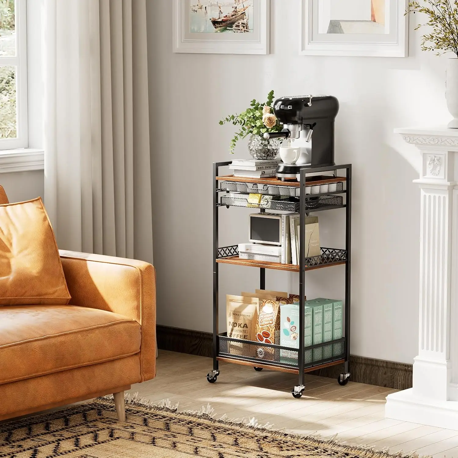 Multi-Functional Bar Accessories Organizer K Cup Holder Rack, Coffee Station Organizer for Nespresso Vertuo and K Cup Capsules