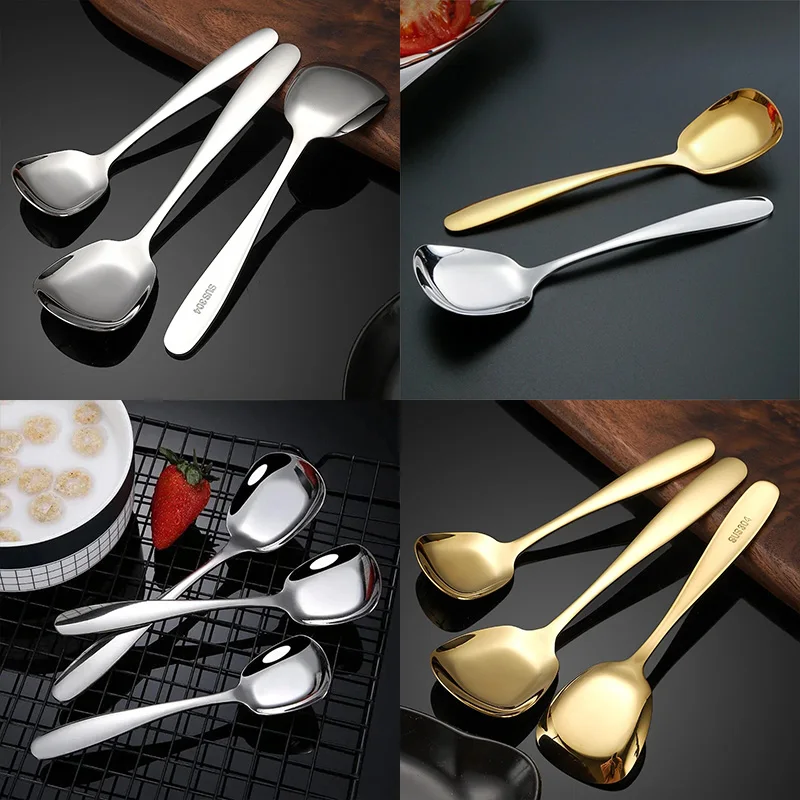 Korean Stainless Steel Thickening Spoon Creative Long Handle Hotel Hot Pot Spoon Soup Ladle Home Kitchen Essential Tools