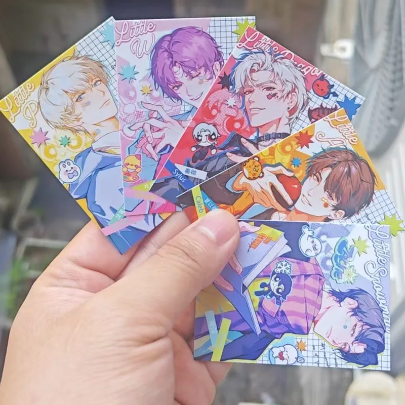 5Pcs/Set Dopamine style Love and Deepspace Laser Card Xavier Zayne Rafayel ralayo Sylus Caleb  Cosplay Rounded Corners LOMO Card