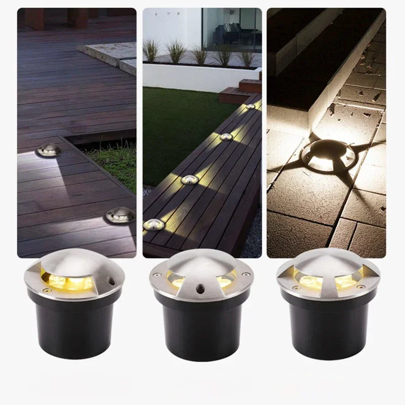 

outdoor waterproof step walkway lamp IP67 Side illuminated underground lamp embedded stainless steel courtyard ground lamp