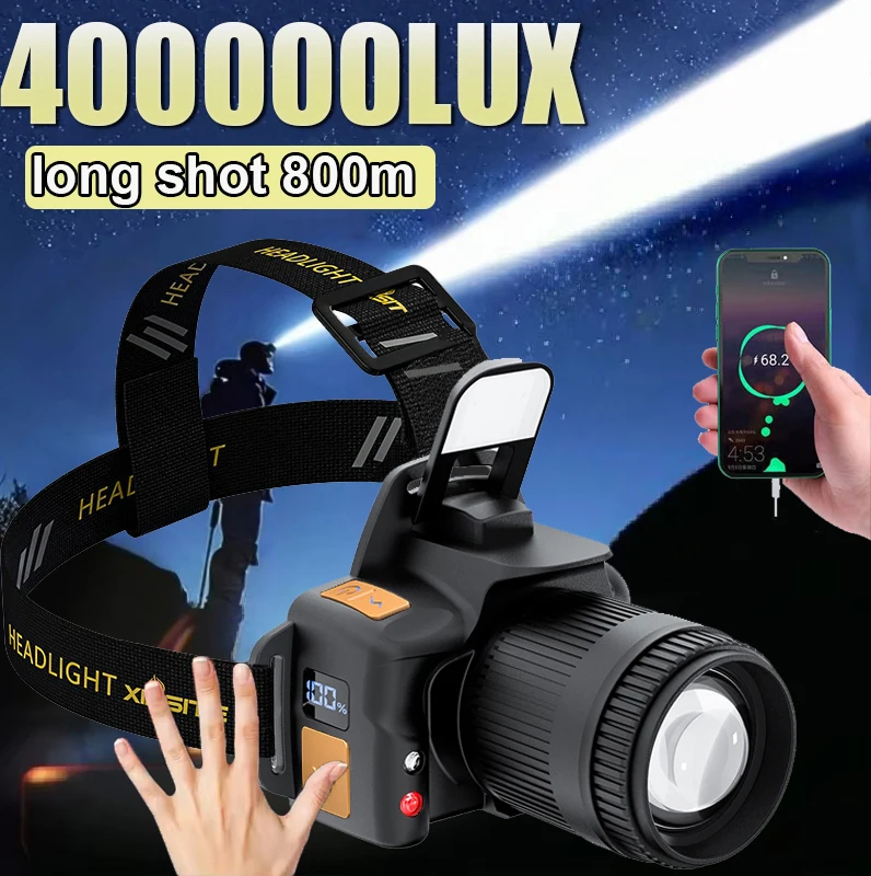Superheller LED-Sensor-Scheinwerfer, wiederaufladbarer USB-Scheinwerfer, vordere LED-Scheinwerfer