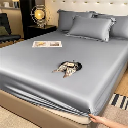 Natural Mulberry Silk Fitted Sheet Mattress Cover Queen King Size Customized Size Luxury High-End Silk Bedding Sheets