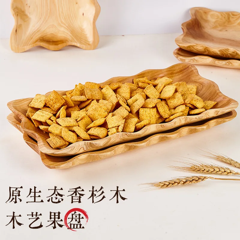 

Rectangular fruit plate, wooden fruit plate, irregular tray, snacks, dried fruits, melon seeds, household plate, dining table