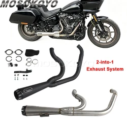 Motorcycle 2-in-1 Exhaust Full System Muffler Pipe Tube Accessories For Harley Softail Low Rider Street Bob Standard FXST 18-25