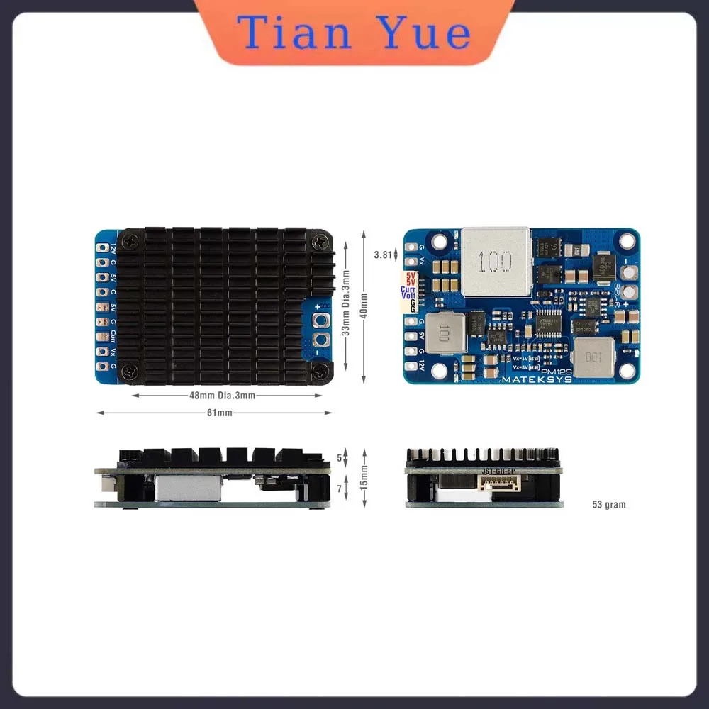 

Модуль питания MATEK PM12S-3 3-12S LIPO Напряжение 5 В 9 В VX BEC с радиатором для радиоуправляемых мультироторных самолетов с фиксированным крылом FPV Cinelifters