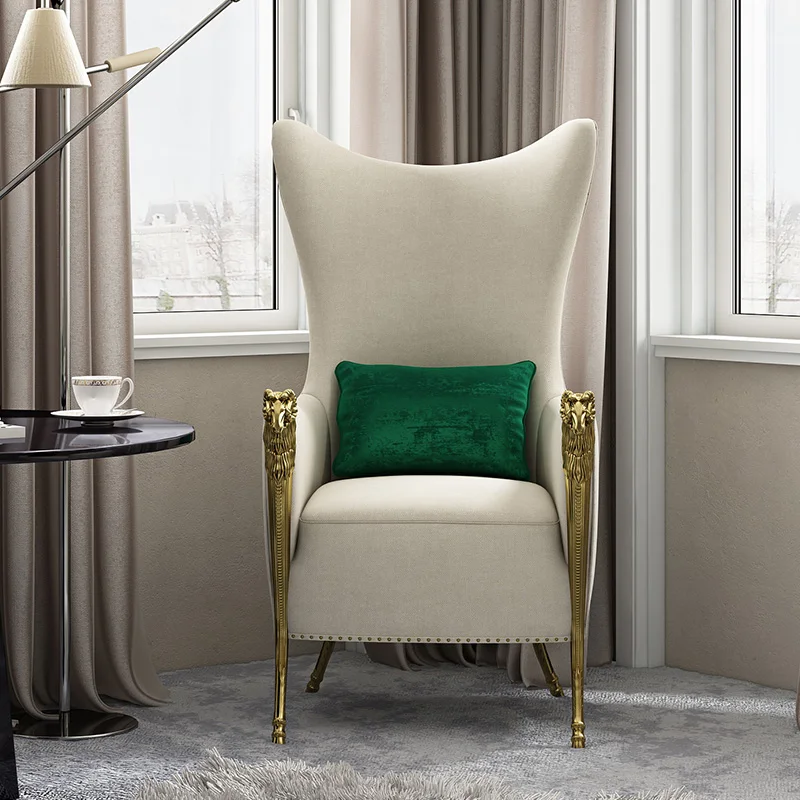 

French custom light luxury fabric single sofa, small family living room, simple modern tiger chair, simple European sofa chair