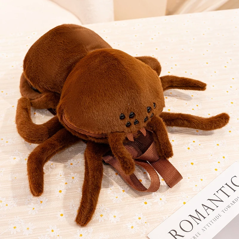 35 × 30 センチメートルシミュレーションぬいぐるみクモバックパックブラウン昆虫動物ダブルショルダーバッグ財布ぬいぐるみギフト