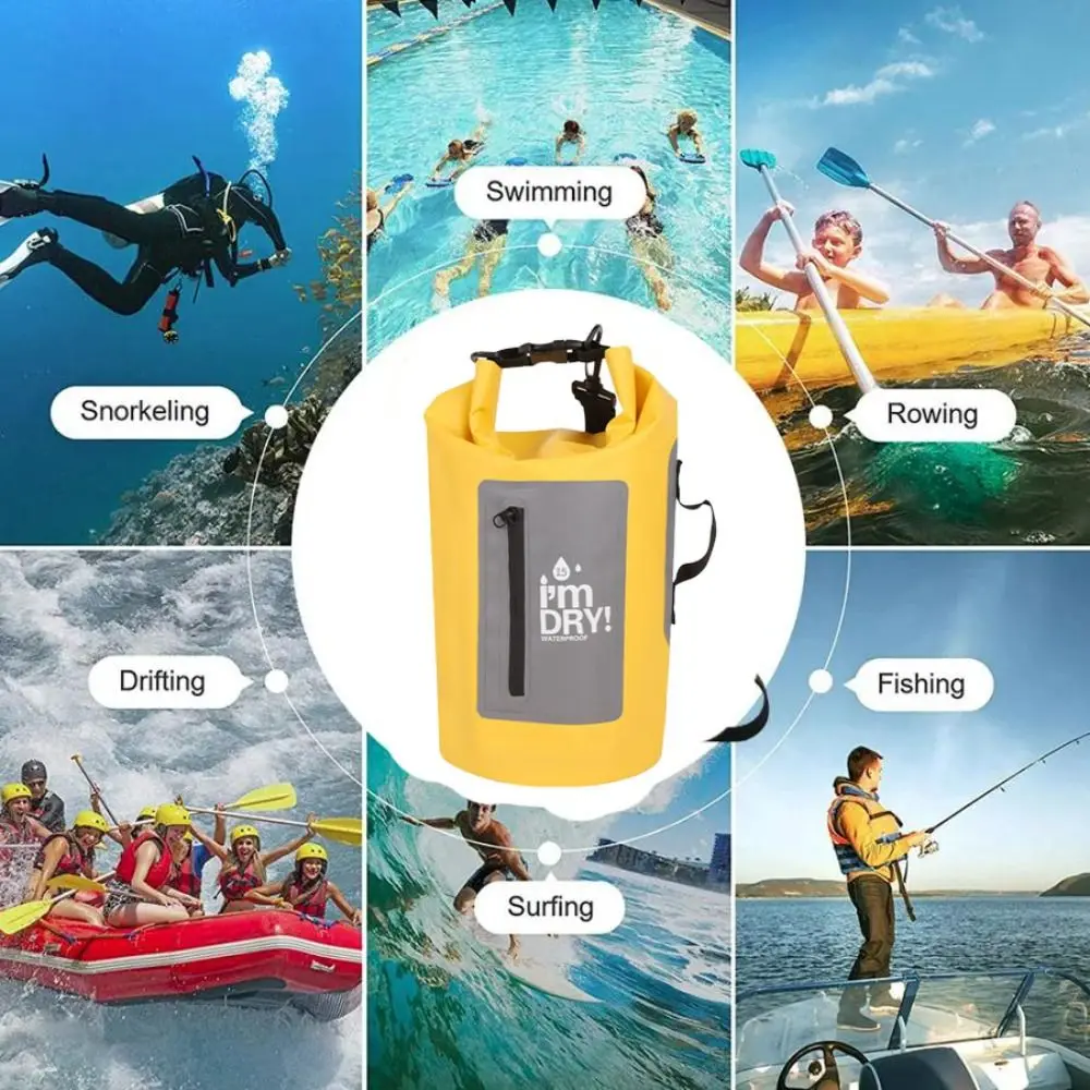 10/15L مقاوم للماء حقيبة جافة مقاوم للماء سعة كبيرة حقيبة دلو للسباحة مع أشرطة الكتف خفيفة الوزن حقيبة ظهر للشاطئ الغوص #2
