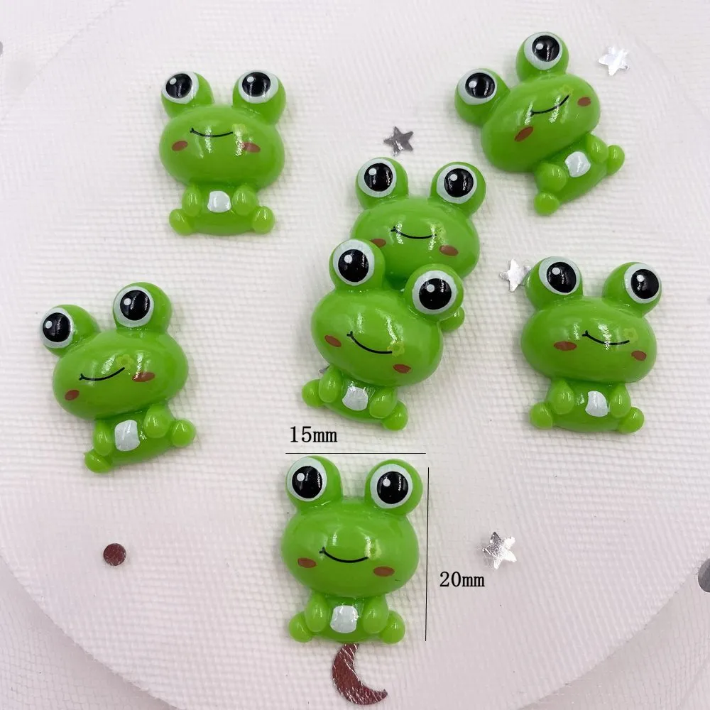 Resin Kawaii Colorful 3D Green Frog Flatback Cabochon Stone 30PCS Scrapbook DIY Decor Home Figurine Crafts OH382