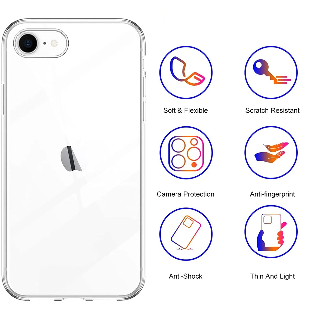 High Quality Clear Silicone Soft Case For iPhone SE 2022 2020 7 8 Universal Ultra Thin Back Cover Case For Apple iPhone SE2 SE3