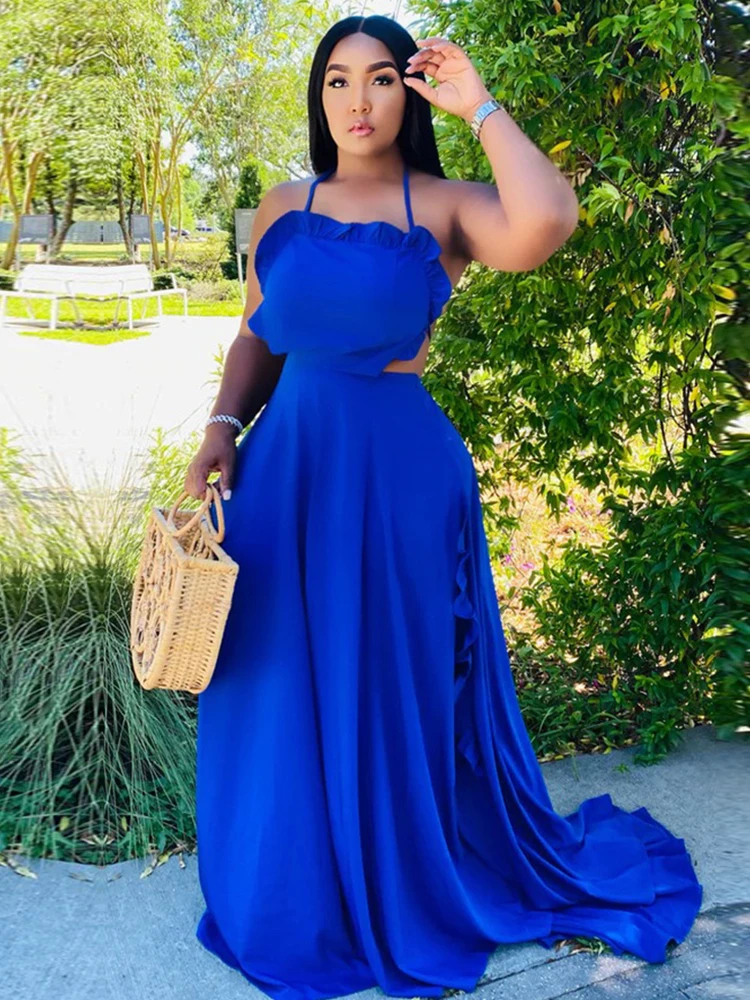 Letnia sukienka kobieta 2023 Trend Halter damski sukienki Maxi bez pleców seksowne i odważne sukienki Plus Size sprzedaż hurtowa Dropshipping