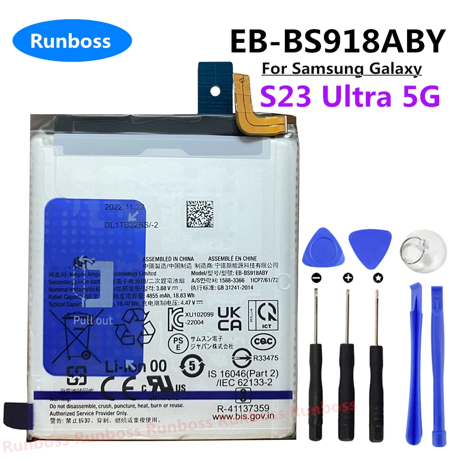 

EB-BS918ABY 4855mAh/5000mAh New High Quality Phone Battery For Samsung Galaxy S23 Ultra 5G S918 Replacement Batteries