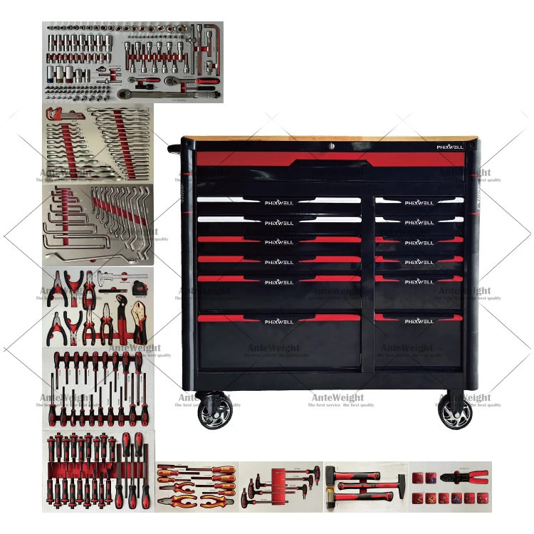 New Style Heavy Duty Garage Workshop Workshop 13 Drawers Tool Cabinet Trolley with Hand Tool Set
