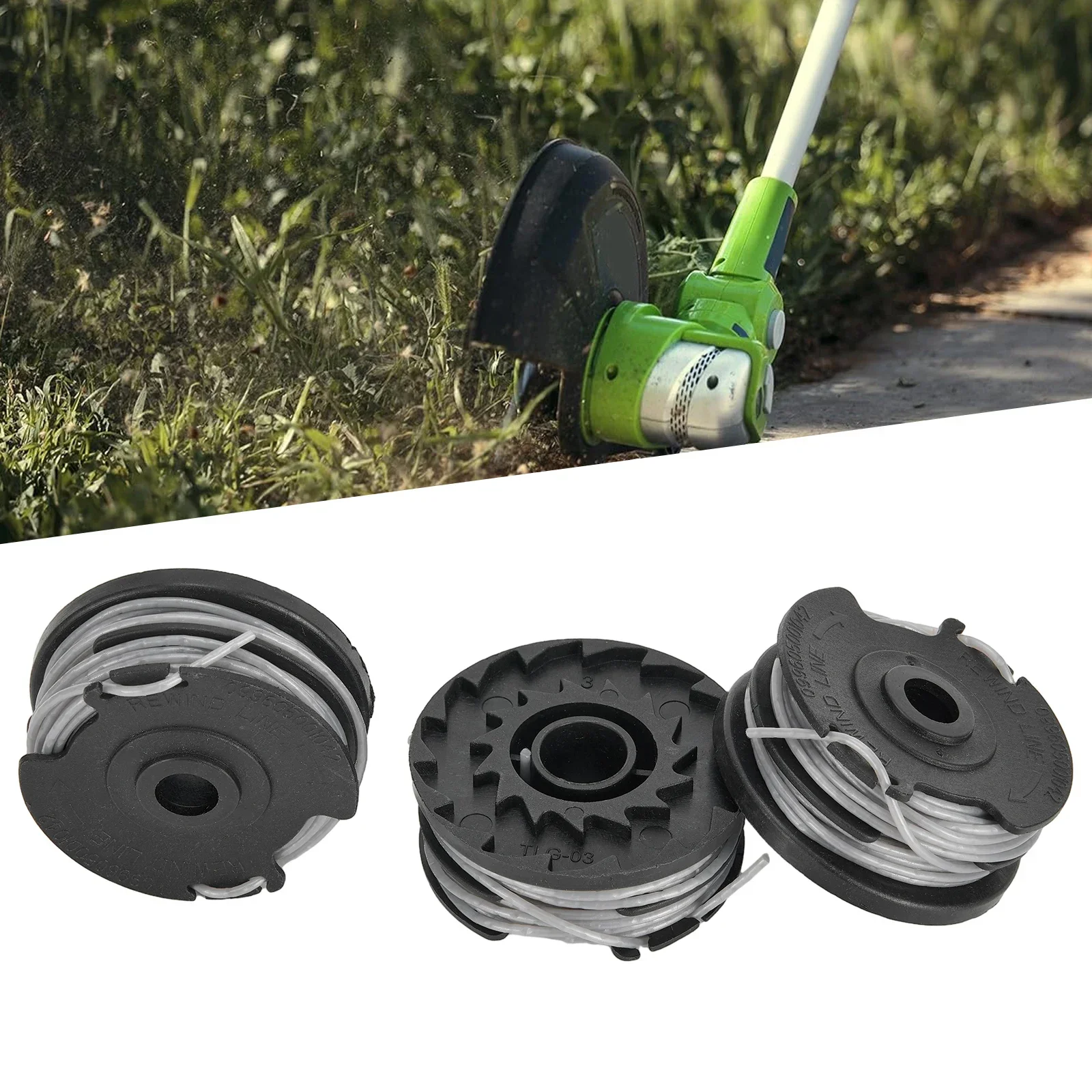 Carretéis de linha para aparadores de grama 3 unidades/conjunto para G40LTK2x / 2101507   Para ferramenta elétrica de jardim Greenworks G40LT G40LTK2