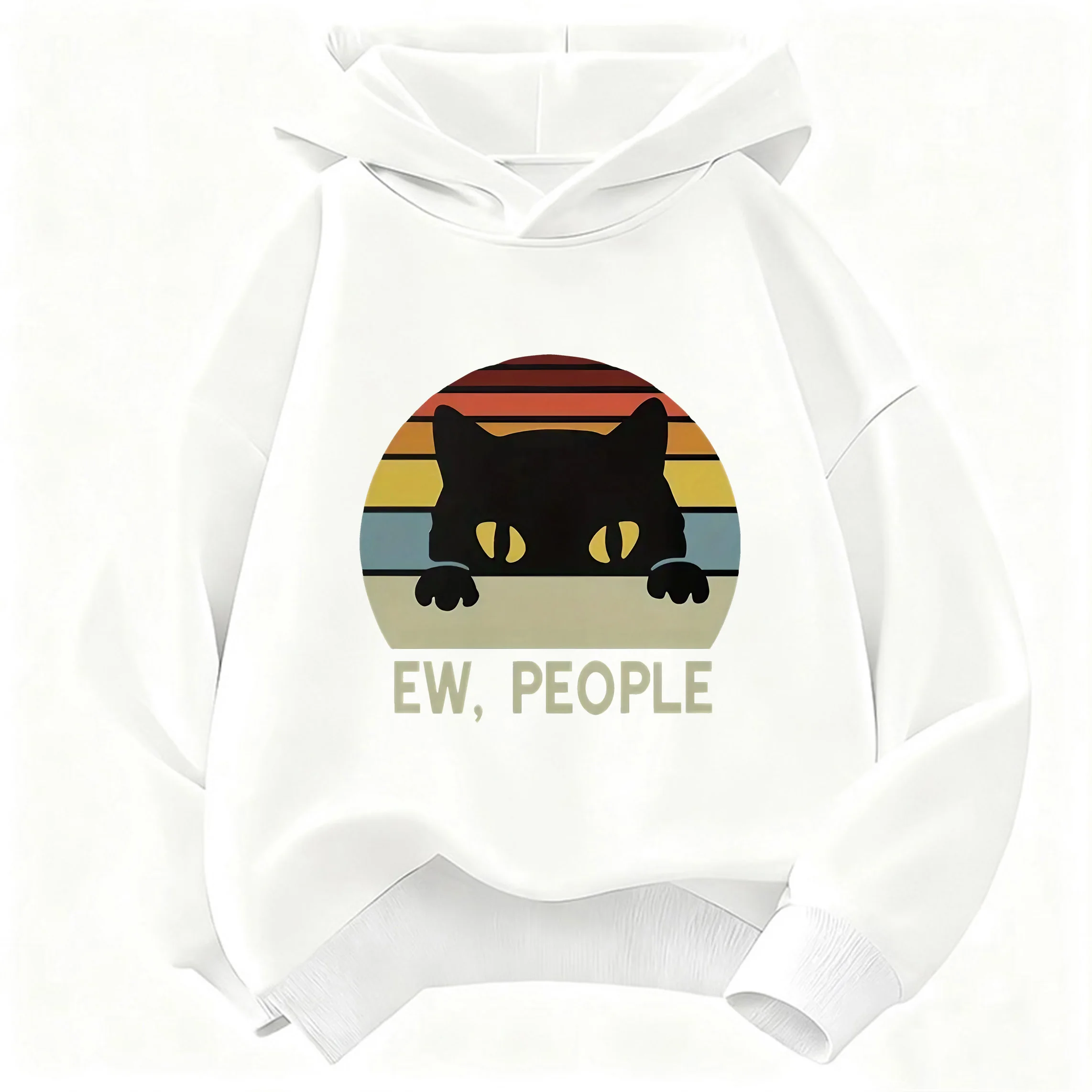 EW, PEOPLE Lässiger Kapuzenpullover mit Katzen-Grafikdruck, Kawaii-Kapuzenpullover für Kinder, Sweatshirt-Kapuzenpullover für Jungen und Mädchen, Unisex, lässige Kapuzenpullover