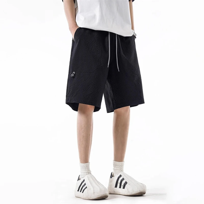 Verão americano moda waffle y2k shorts masculino hip hop moda esportes basquete bermudas ginásio baggy calças curtas retas