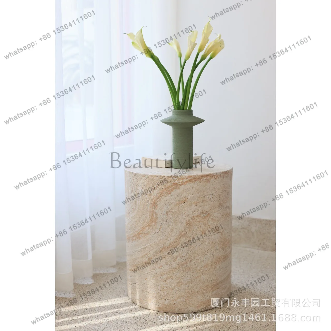 Zj. Sofa cylindrical table table bed and breakfast living room imitation marble coffee table
