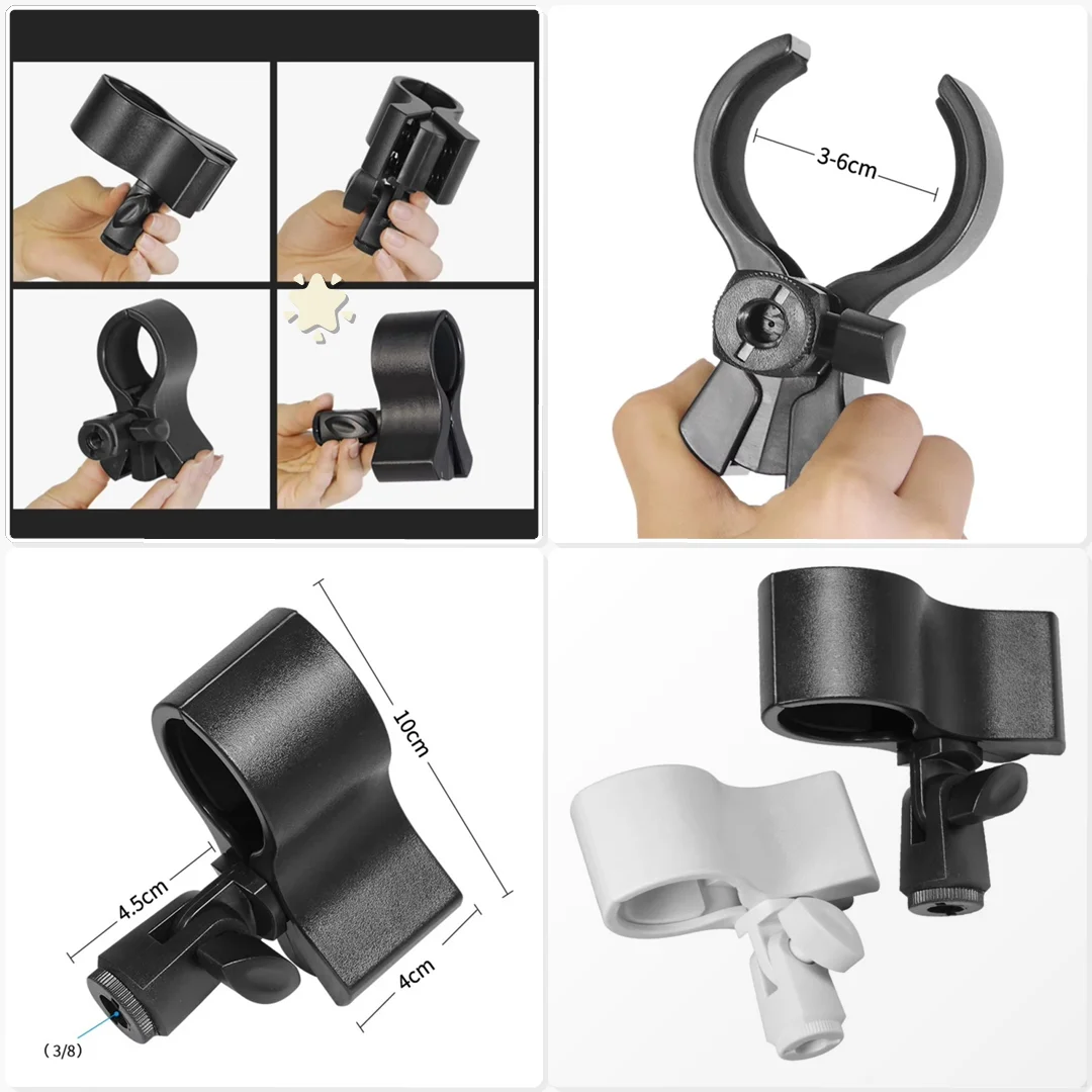 Durable Adjustable Microphone Clips for Large Diameter Mic Recording Studio USB Condenser Church Choir Recording Stand