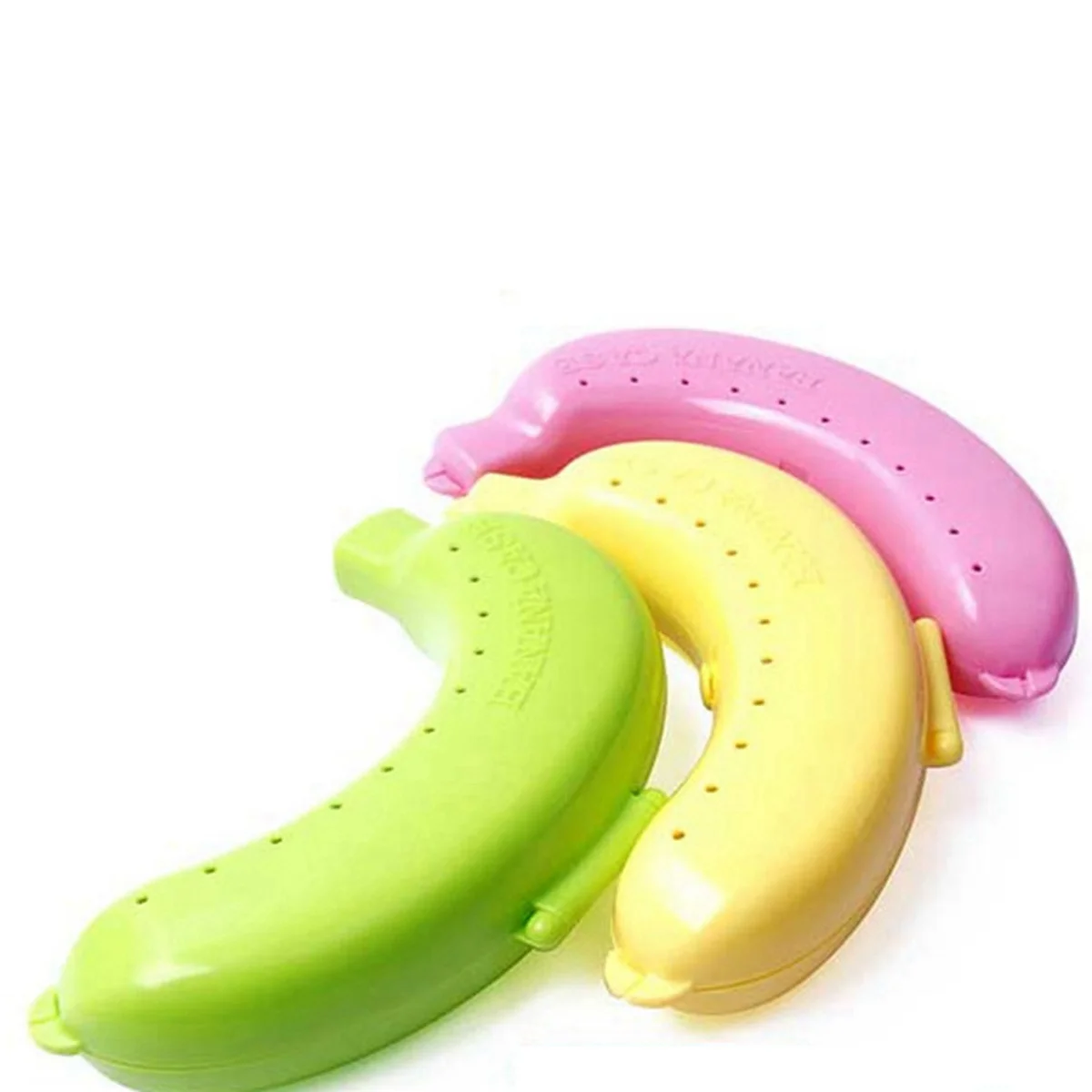 3X Cute Fruit Banana Protector Box Holder Case Lunch Container Storage Banana Case Kitchen Tools Plastic