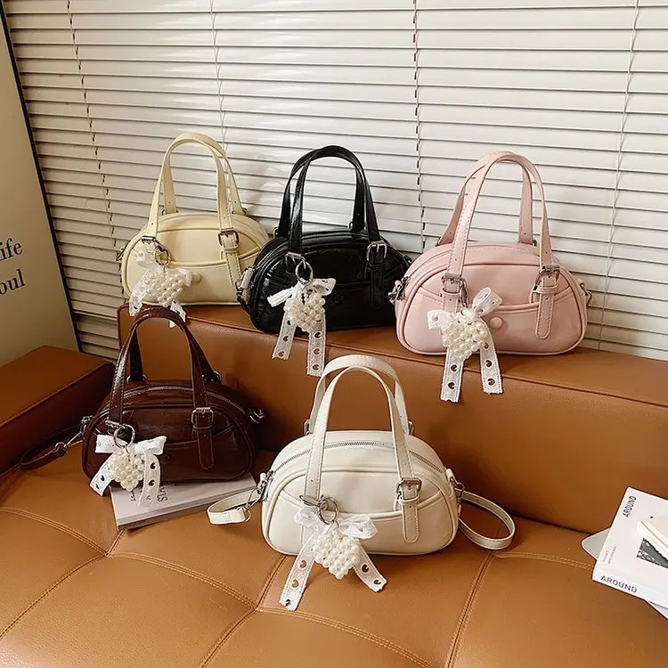 

Новая женская сумка Boston 2026 из вощеной кожи с бантом, разноцветная, через плечо, на плечо, на руку