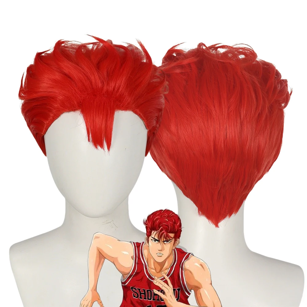 Anime Sakuragi Hanamichi Cosplay Wig Men Red Short Hair Heat Resistant Synthetic Wig Halloween Carnival Costume Prop