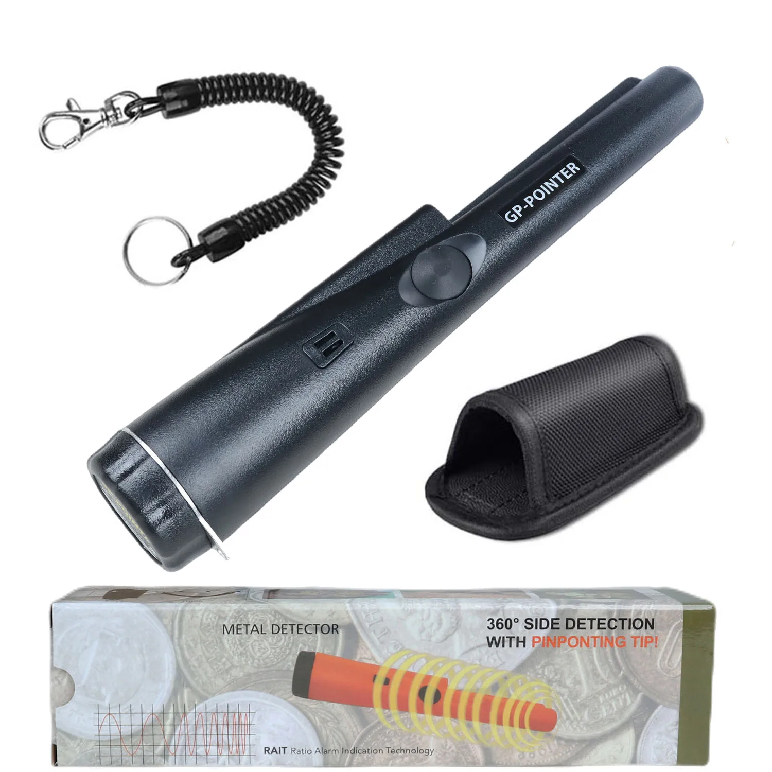 Portable Gold and Silver Metal Detector Portable Handheld Pin Pointer Wand, 360° Search Treasure Pinpointing Finder Probe