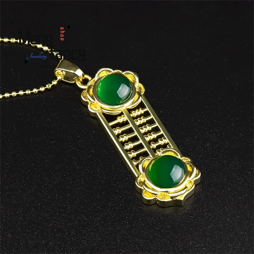 غرامة أصيلة العقيق الأخضر الطبيعي المعداد قلادة النحاس مطلية بالذهب الجليد قلادة المرأة قلادة الموضة الشعبية