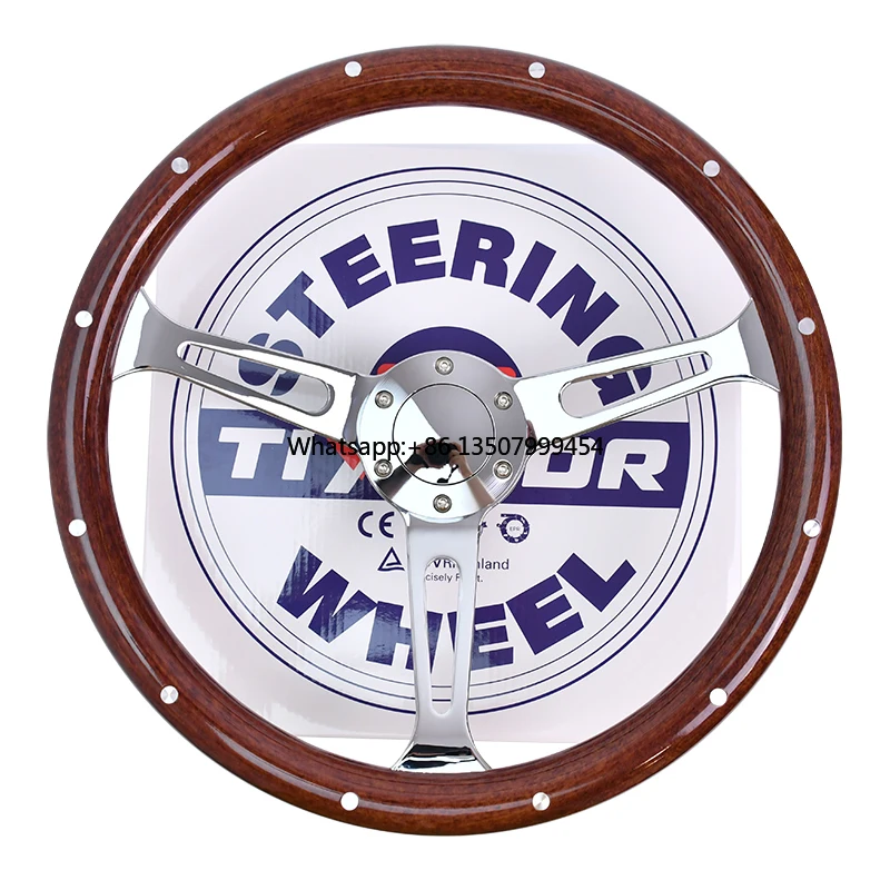 

Universal New Style 375mm Classic Retro JDM Wood Grain Nailing Electroplated ABS High Quality Deep 60mm Steering Wheel