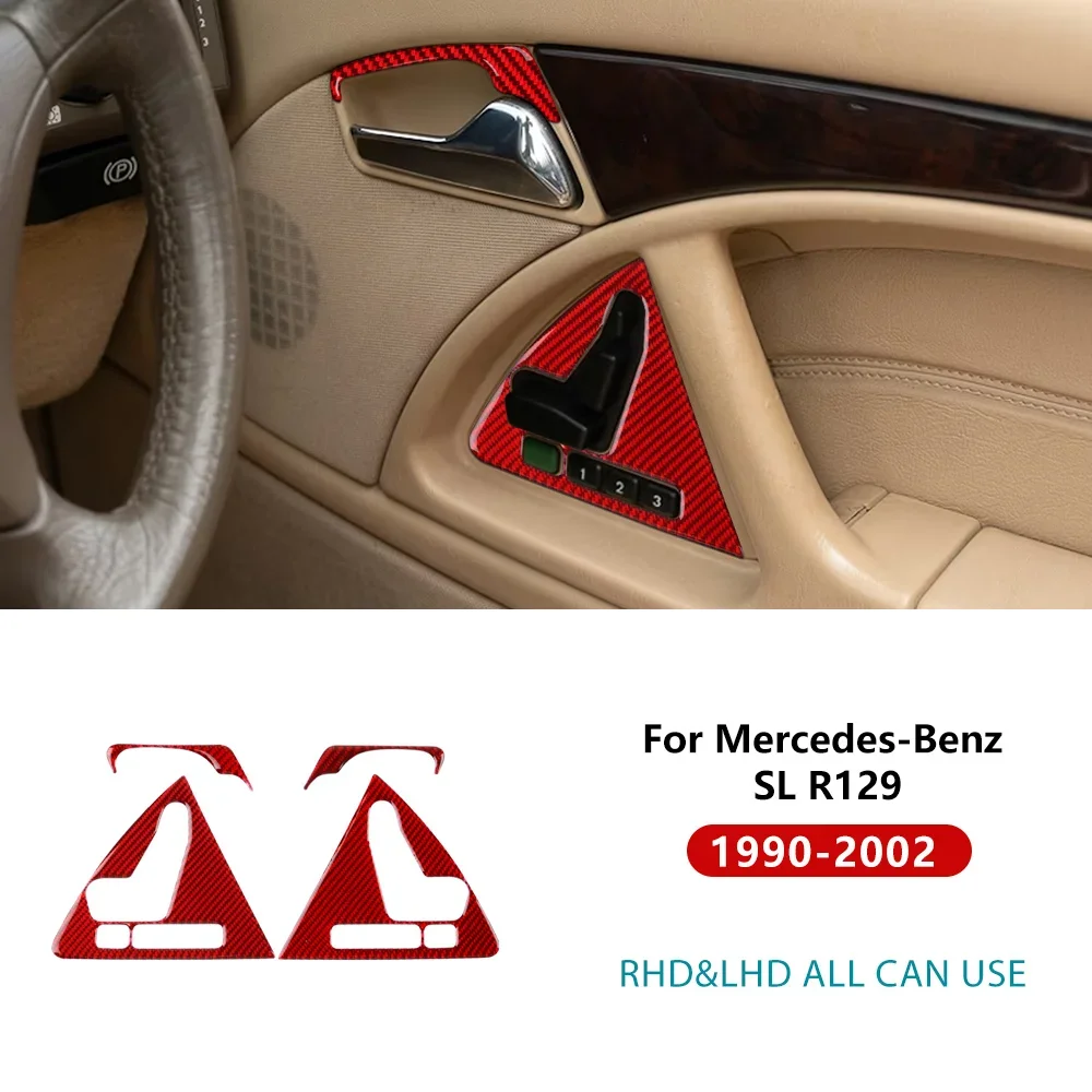 For Mercedes Benz SL R129 1990-1994 1995 1996 1997 1998 1999 2000 2001 2002 Real Soft Carbon Fiber Sticker Door Handle Buttons