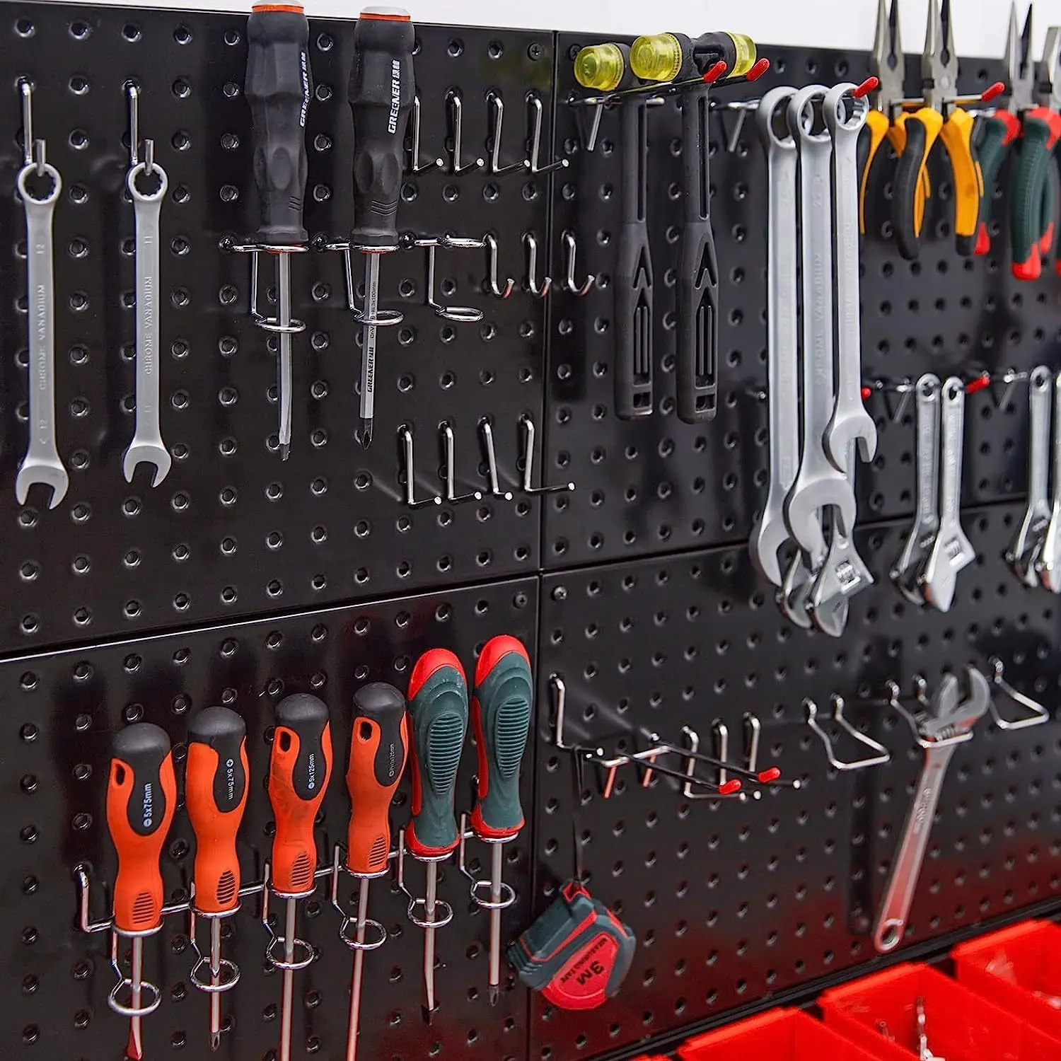Tablero de clavijas, paneles de pared de Metal, tablero de clavijas negro, organizador de pared, tablero de clavijas resistente para el hogar, garaje, cocina, almacenamiento de herramientas