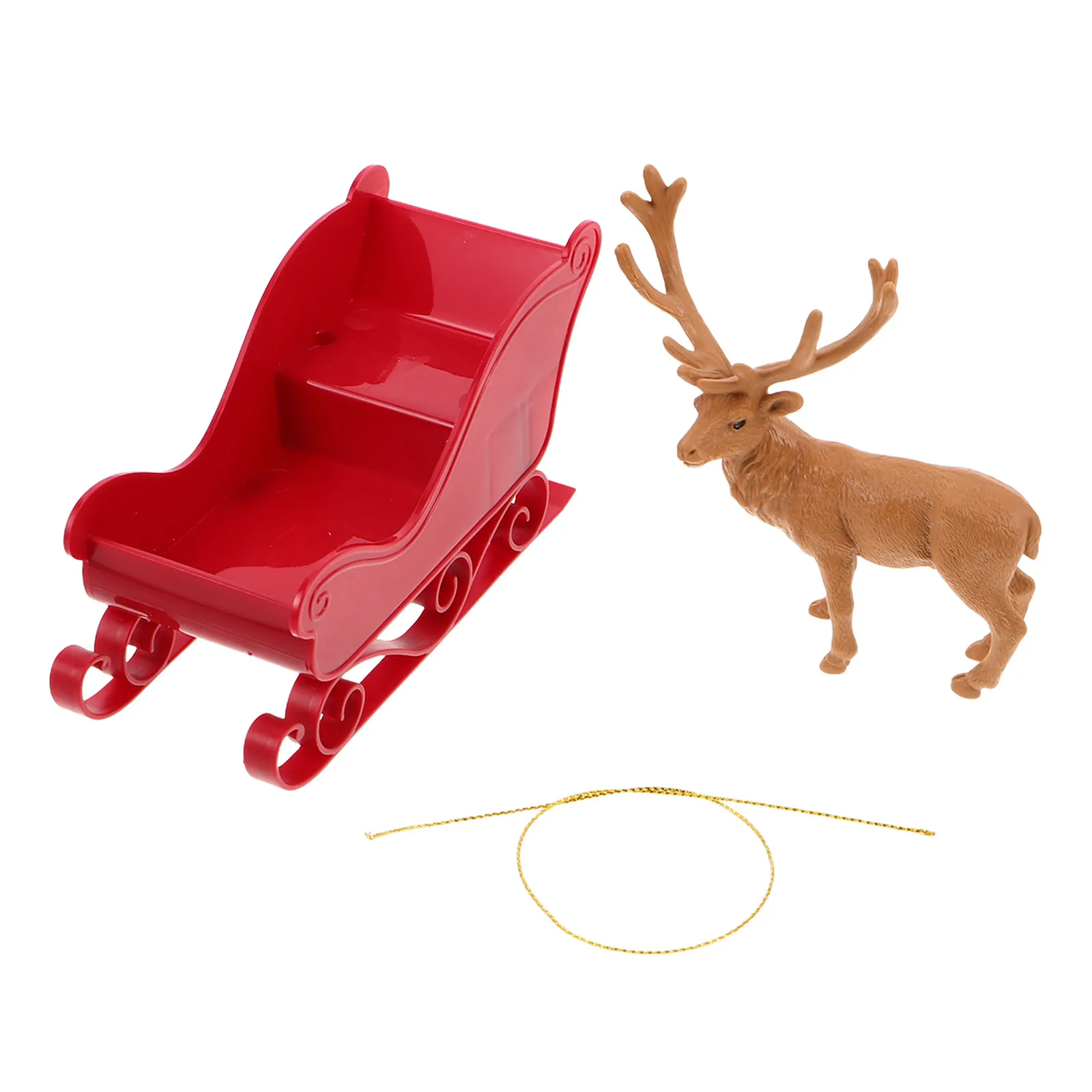 1Set Reindeer Sleigh Christmas Elk Sculpture Holiday Tabletop Ornament Xmas Display Sleigh Decor Elk Sculpture