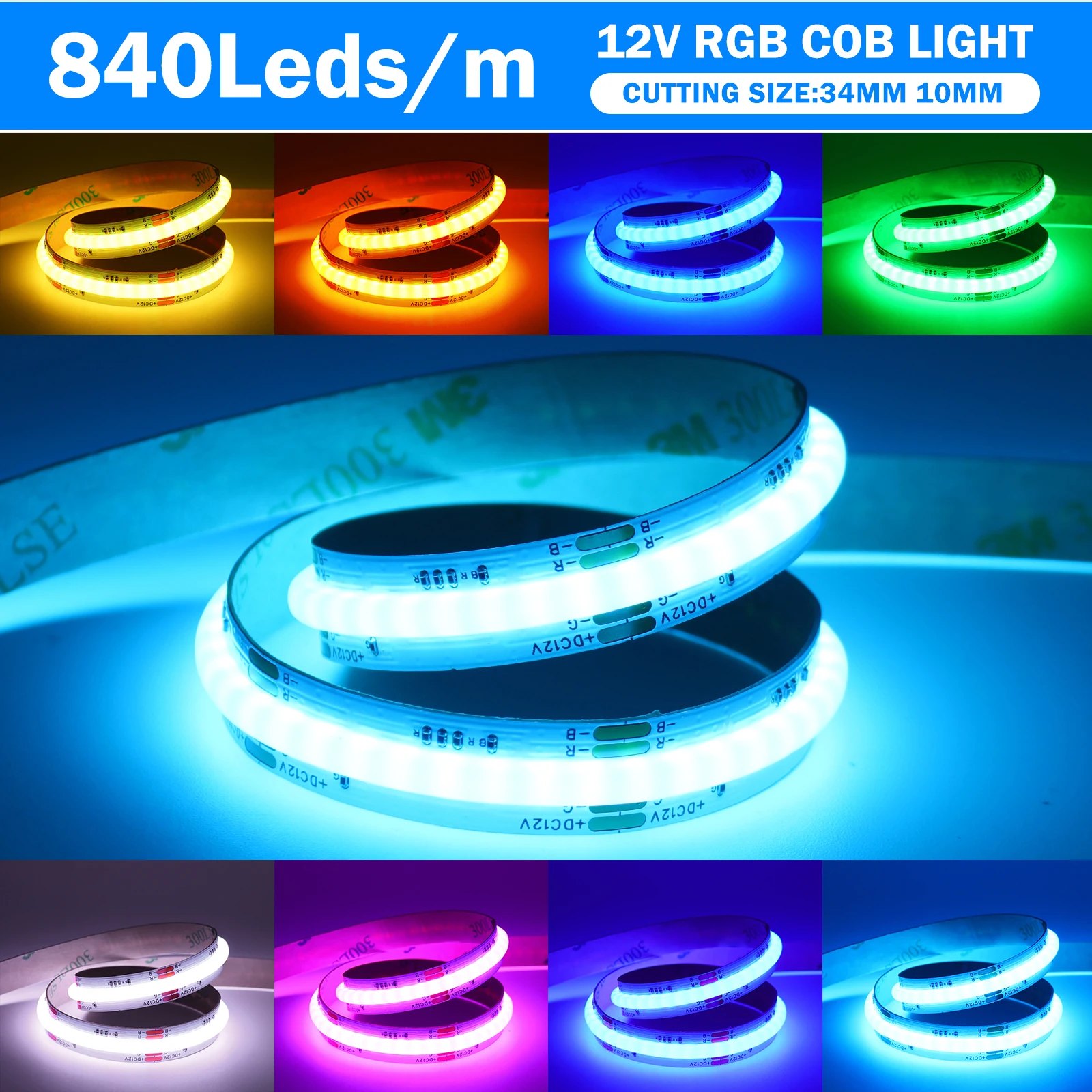 DC 12V 24V 840Leds/M RGB COB LED Strip Bluetooth APP Control TV BackLight Room Decoration Flexible Ribbon Tape Led Diode