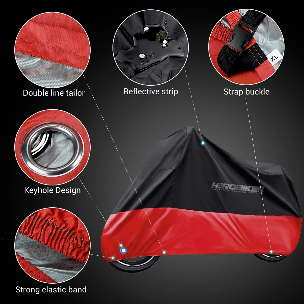 HEROBIKER Waterproof Motorcycle Cover Bike For All Season Dustproof UV Protective Outdoor Moto Scooter Motorbike Rain Cover New