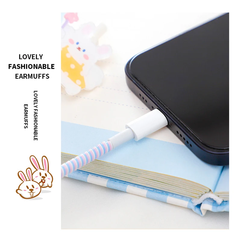 New 1.4M Laser Color TPU Soft Spiral USB Charging Cable Protector for iPhone Samsung Huawei Earphone Cord Line Protection view 6