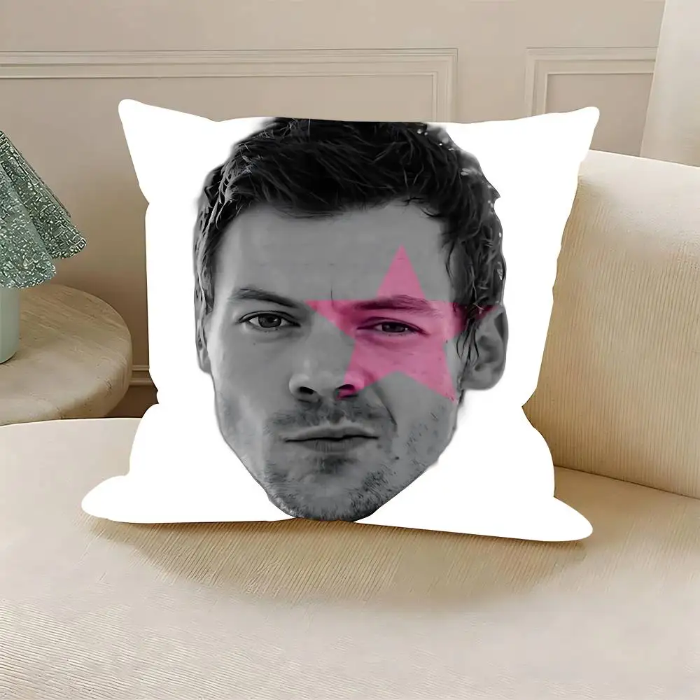 H-Harry S-Styles Polyester Printed Pillow Cover Square 30 35 40 45 50 55 cm Soft for Sofa Bed Car Home Decor