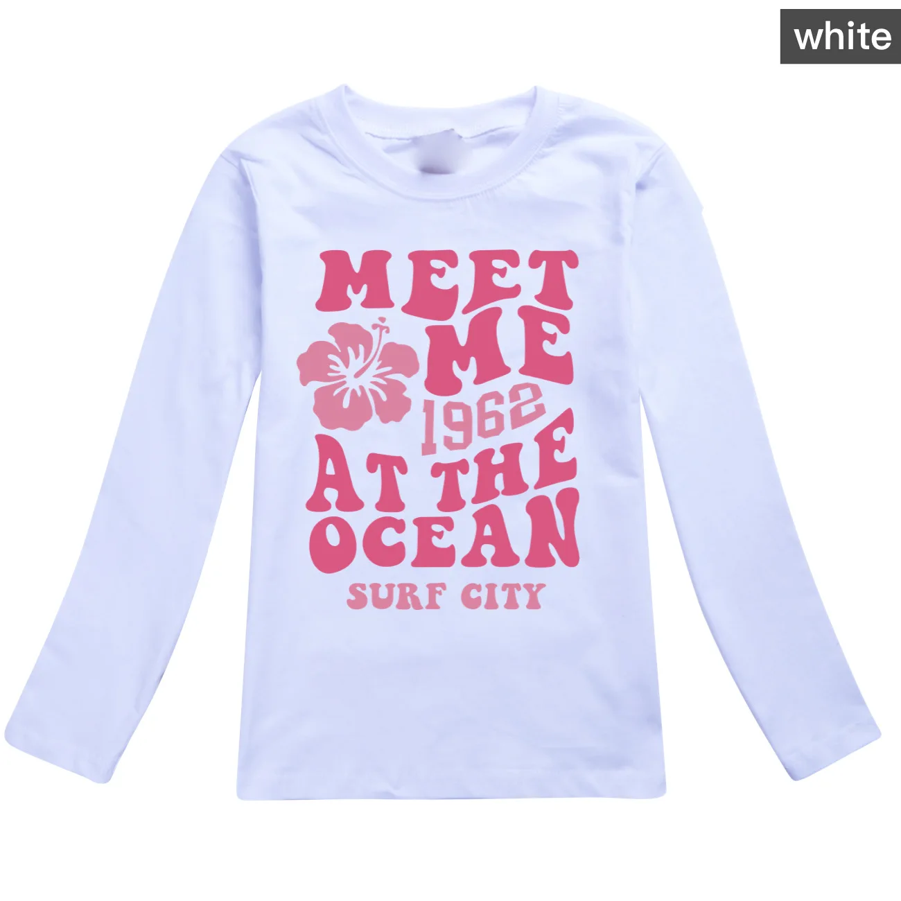 Spring Boys Clothes Kids Meet Me At The Ocean 1962 Surf City Long Sleeve T-shirt Cotton Casual Children Pullover Girls Tees Tops