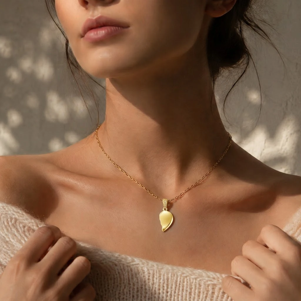 ZHENL Aesthetic Abstract Leaf Heart Pendant Charm Matching Gold Silver Color Couples Necklace Fine Jewelry Graduation Gift Party