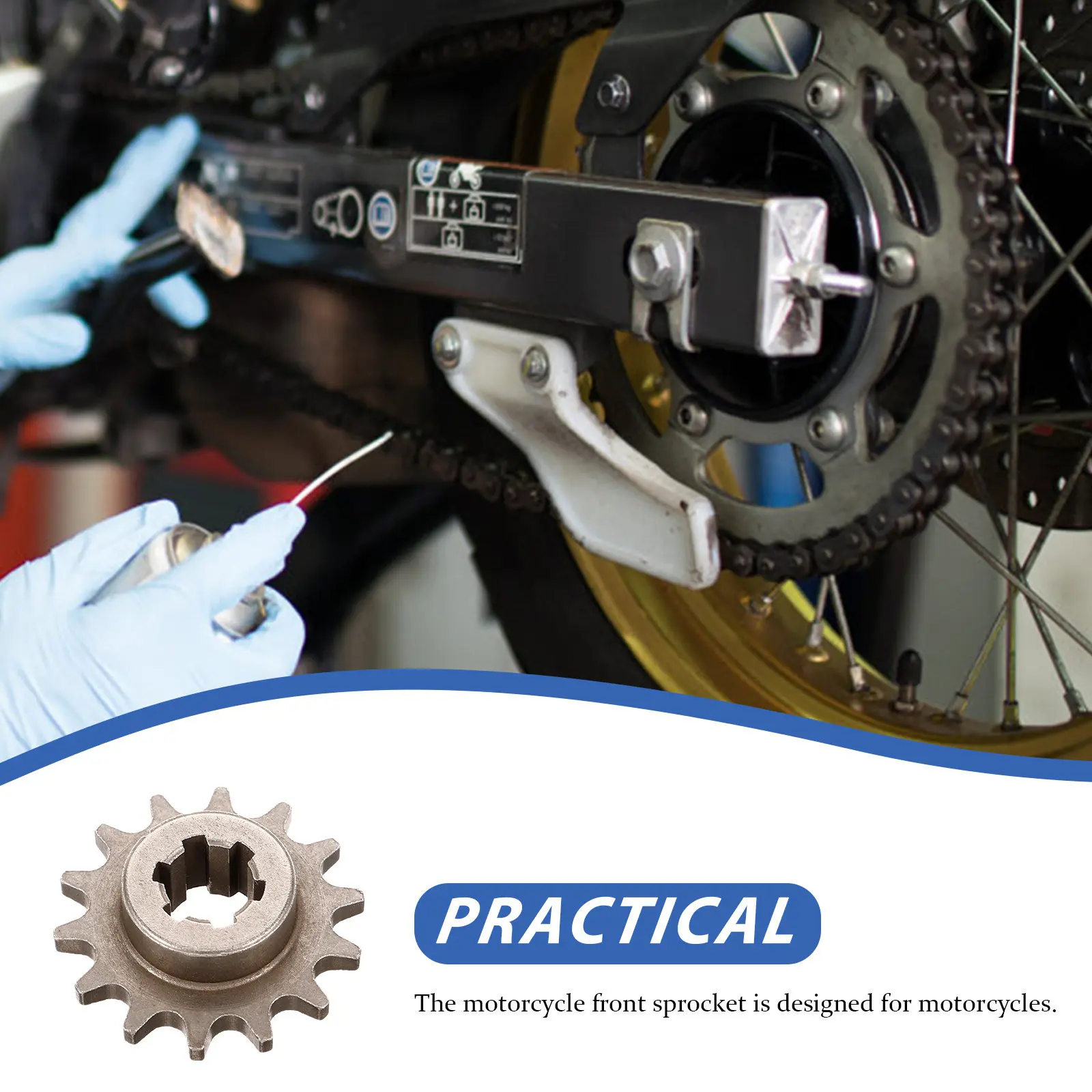 Motorcycle Front Chain Sprocket 14T Heavy Duty Steel Sprocket for High Speed Operation Extended Chain Life Stable Performance